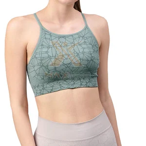 Latest Design Spandex/Nylon Women Yoga Tops Simple Front Logo High Support Breathable Eco-Friendly Gym Wear