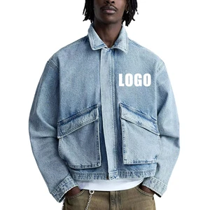 OEM Custom Mens Jean Denim Jacket Faded Effect Japanese Denim Cotton Coat Oversized Vintage Washed Denim Jacket