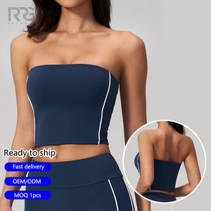 Roregal Women's Strapless Sports Bra Sexy Open-Back Breathable Quick-Dry Activewear Non-Slip Bandeau Workout Top