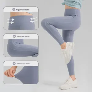 Breathable Girls' Summer High Elastic Yoga Pants Spandex/Nylon Ankle-Length Solid Wrinkle-Resistant Elastic Waist Cloud Feeling