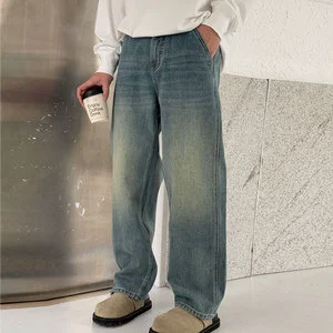 Autumn Winter Men's High Quality Cargo Pants Elastic Waist Loose Straight Thick Wide Trousers Hip Hop Streetwear Jeans