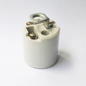 Minqing Factory E26 Ceramic Lamp Holder Porcelain Lamp Socket Bulb Base with M10 Clamp Lighting Socket for Easy Installation
