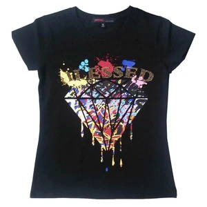 Women's Plus Size Custom Promotional Eco-Friendly Breathable Casual Cotton Blend T-Shirt Logo Feathers Short Sleeve OEM Service
