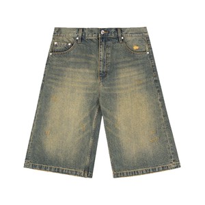 Streetwear Vintage Monkey Washed Jean Denim Jort Shorts Manufacturer Baggy Blank Custom Jeans Jorts Short Men