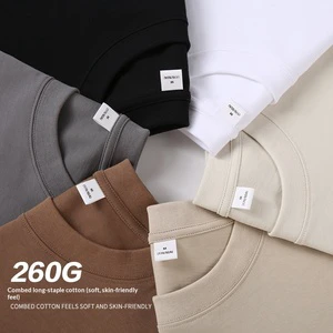 260g Heavy Combed Cotton Blank Men's Women's T-Shirt Loose Style Oversize Shorts Sleeve Cotton T-shirts Custom Logo