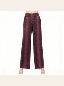 OEM Women's Burgundy Animal Print Straight Leg Stretch Pants for Boutique Brands