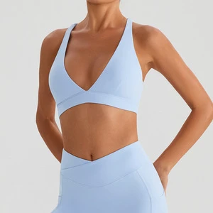 XW-YW574 Custom Sweatsuits With Logo Women Cross Back Sports Bra Gym Wear Wholesale Women Fitness Short Sweatsuit Running Tops