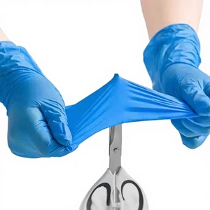 Waterproof Nitrile Disposable Safety Gloves Latex Free Oil Proof 100 Pcs/Box Ice Blue Powder Free 4 Mil Ozone Food Grade CE