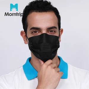 High Quality Black 4 Ply Disposable Face Mask Breathable Protective CE Certified 95%-99% Filter Rating Elastic Earloop Adult