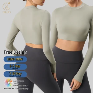 Siluo Custom Women's Active Wear Lightweight Yoga Long Sleeve Top Breathable Gym Comfortable Fit Front Yoga Top for Fitness