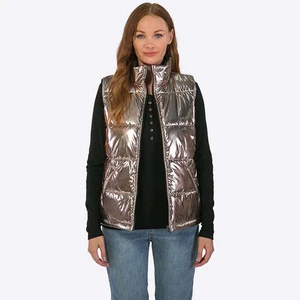Plus Size Women Sequin Shiny Puffer Knit Gilet Manufacturer Puffy Vest for Women