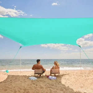 Bestex Custom UPF 50 Windproof Sun Shade Beach Tent Shelter Easy Setup Beach Canopy With 4 Sturdy Poles For Backyard And Camping