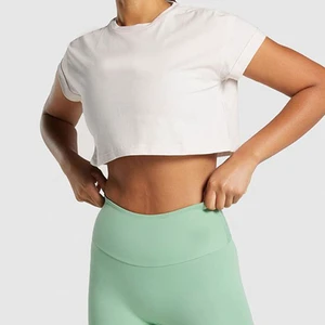 Plus Size Women Summer Crop T-Shirt Short Sleeve O-Neck Cotton Blend Poplin Printed Casual Streetwear