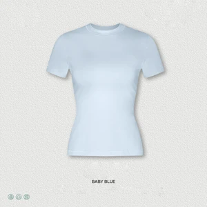 Women Slim Fit T Shirt Short Sleeve Crew Neck Breathable Knitted Top Solid Color Summer Tee