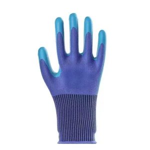 HBC High Quality Blue Polyester Latex Coated Embossed Work Gloves for Men's Construction Safety Gloves