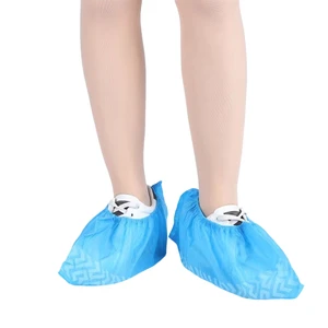 Wholesale Disposable PP 25G Non-woven Blue Black Premium Steel Toe Anti-dust Shoe Cover with Rubber Band Closure Customizable