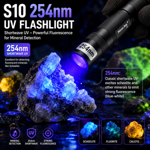 S10 5W High Power UVC Flashlight Torch Light 255nm Deep UV Light IP66 Rated 18650 Rechargeable Battery Fluorescent Rock Camping