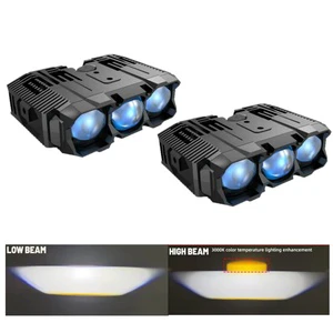 High Bright 220W 20000LM Grille Light Kit for Off-Road Truck SUV Motorcycle High/Low Beam With Blue Cutoff Easy External Mount