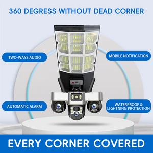 Solar Street Light and Camera Outdoor Led Solar Street Flood Light Lamp With Outdoor 360 Degree Security Cctv Camera Outdoor 4G