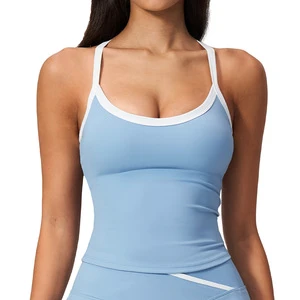 Women Yoga Crop Top High Neck Seamless Padded Half Sleeve for Breathable Color Blocking Quick Dry Gym Training Fitness