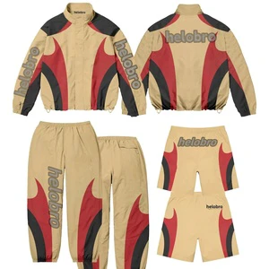 Hot-selling Custom Nylon Poly Windbreaker Tracksuit Zip Up Hoodie Sweatsuit Sweat Pants Sports Shorts Tracksuits For Men Women