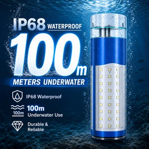 Cordless Rechargeable IP68 Blue 30W 12V Waterproof Green Automatical LED Underwater Fishing Light