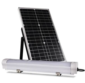 Outdoor Indoor Security Lamp Waterproof 30W LED Batten Light Solar Powered Rechargeable Battery IP65 Rated Warehouse Use
