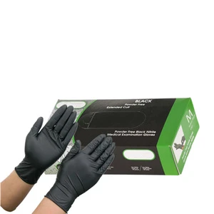 Custom Logo Box Durable 6mil Industrial Mechanical Heavy Duty Black Full Textured Grip Nitrile Gloves Disposable Gloves