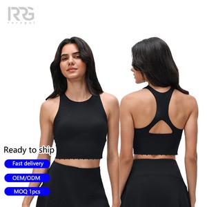 Roregal Custom Logo Fixed Cup Sleeveless Crop Top Fitness High Impact Hot Sexy Yoga Tank Top For Women
