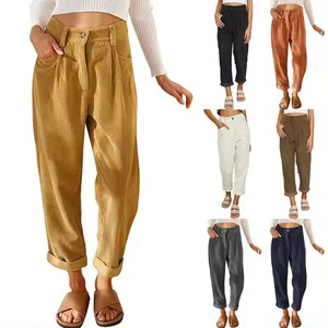 Soft Breathable Women's High Waist Wide Leg Office Pants Long Casual Loose Trousers for Street Wear