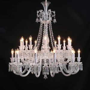 American European E12 Remote Middle Chandelier White Transparent Glass French Crystal for Living Dining Villa Pendant Lights