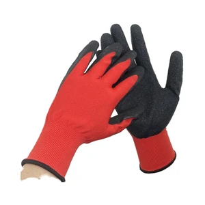 Men's General Multi-Purpose Safety Work Gloves Crinkle Latex Coated with Polyester for Construction Warehouse Gardening