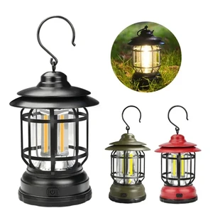 Retro Camping Lamp Rechargeable Waterproof LED Lantern Outdoor Camping Lighting Outdoor Home Light Furniture