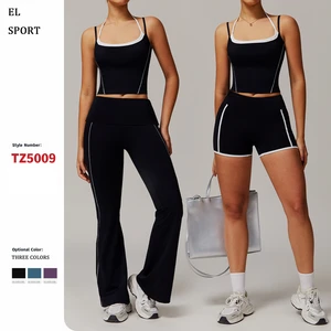 Custom 2 Piece Contrast Color Yoga Set for Women Pilates Sportswear with High Elastic Quick-drying