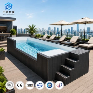Factory Custom Shipping Container Swimming Pool with Side Glass Window Portable Outdoor Pool for Hotel Resort