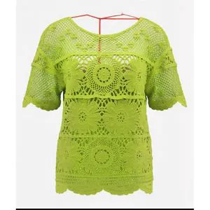 2026 Women's Casual Mid-Length Beach Cover-Up Breathable Shirt Hollow-Out Knitted for Vacation Beach Women Knit Top
