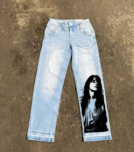 Custom High-Design Streetwear Denim Stack Jeans for Men All Seasons Hip Hop Casual Mid Vintage Loose Straight Baggy Look Rivet