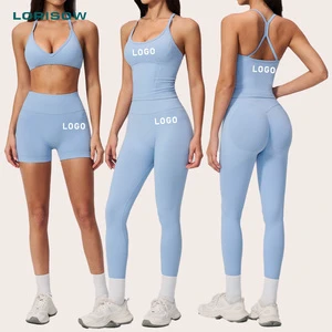 LORISOW Solid Knitted Yoga Suit For Women High-End Outdoor Running Quick-Drying Seamless Highly Stretchy 4-Piece Fitness Wear