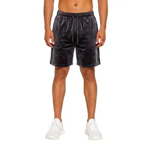 Charcoal Gray Soft Touch Mens Summer Velour Shorts Leisure Bottoms Running Athletic Styling Tonal Stitch Work Apparel