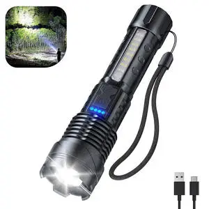 Outdoor Multifunctional LED Flashlight Strong Aluminum Alloy Laser Searchlight USB Portable Car Work Warning Light Camping