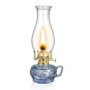 Big Size Decorative Glass Oil Bottle With Wicks Glass Chimney Lampshade Classic Vintage Glass Kerosene Oil Lantern Lamp