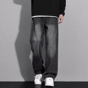 Plus Size Men Jeans Elastic Waist Stretch Denim Pants Comfortable Casual Loose Fit Old Man Grandpa Trousers Supplier