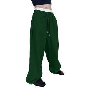 Manufacturer Lightweight Elastic Drawstring Wide-Leg Jogger Pants Men Loose Fit Casual Splicing Street Style Quick Dry