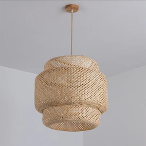 Bamboo Handmade Chandelier Bamboo Pendant Lights Ceiling Lamp Lampshade for Living Room and Dining Room