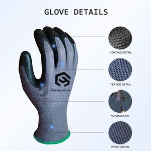 CY Safety Gloves Construction Spandex Gloves Nitrile Foam Gloves 15G Grey Nylon Work Gloves Nitrile Handschuhe