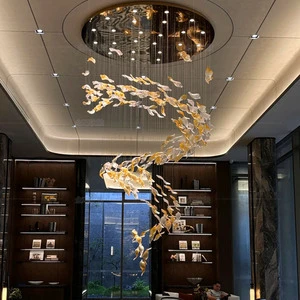 Custom Lamp Large Integrated Chandelier Modern Nordic Glass Fish Ceiling Hotels Beauty Salons Non Standard Luxury Lighting