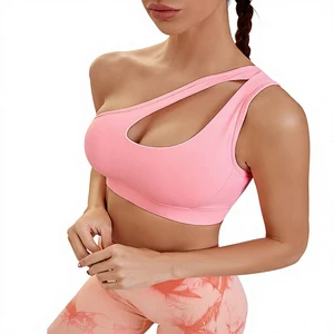 Womens Sports Bra Medium Support Spandex/Nylon Shock-Absorbing Breathable Quick-Drying Outerwear-Ready Back-Smoothing