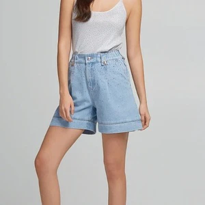 Hot Sale Women's High Waist Streetwear Fashion Rhinestone Denim Shorts Jean Denim Washed Blue Jorts