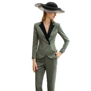 Factory Office Lady Plus Size Elegant Hot Sale Long Sleeves Business Pants Suit for Woman Formal