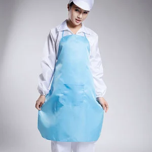 Industrial Washable Dust-Free Blue Polyester Cleanroom Anti-Static ESD Safe Apron for Lab Electronic Workshops